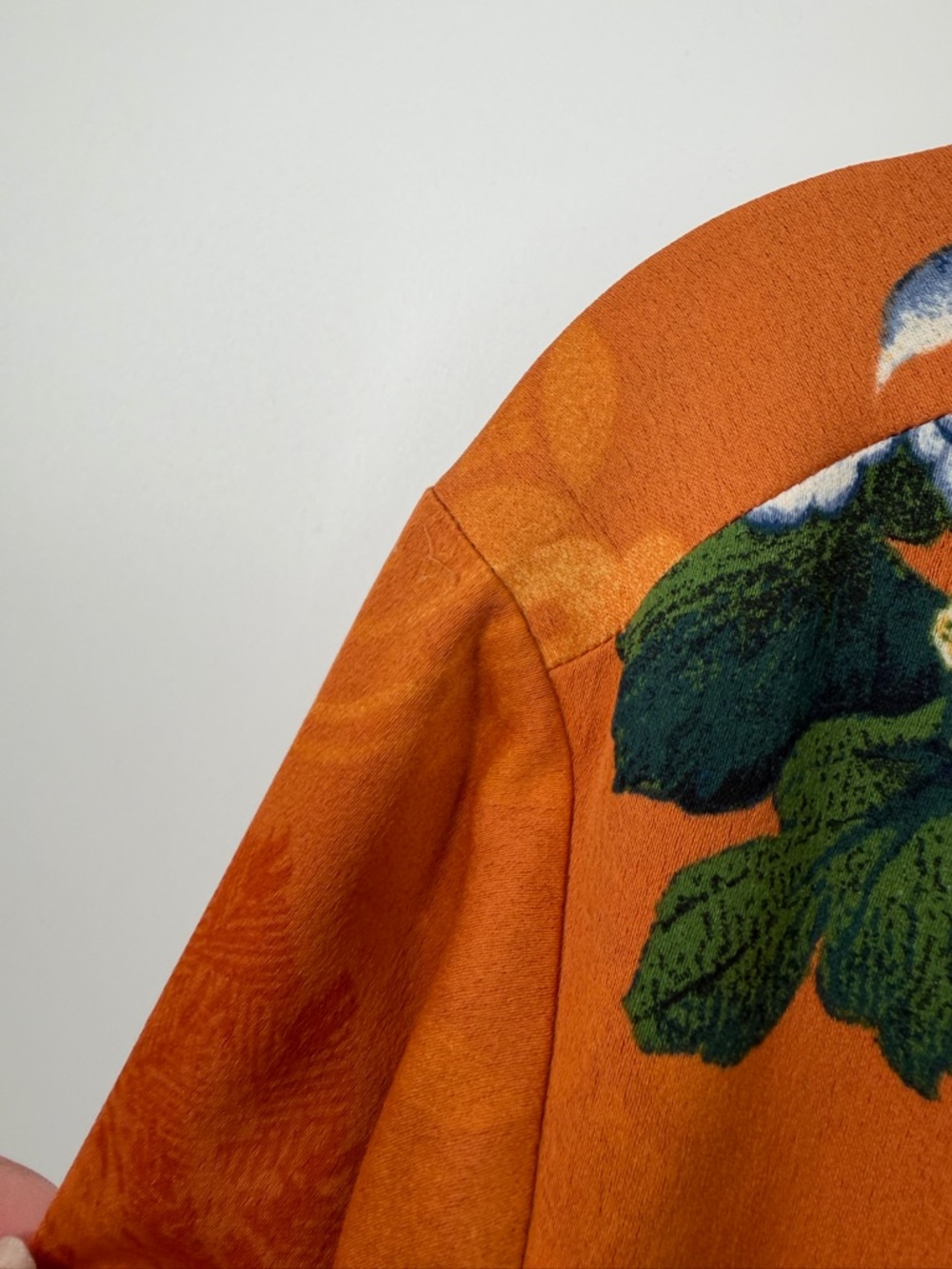 Chico’s Drama Printed Orange and Blue Kimono - Picture 11 of 12